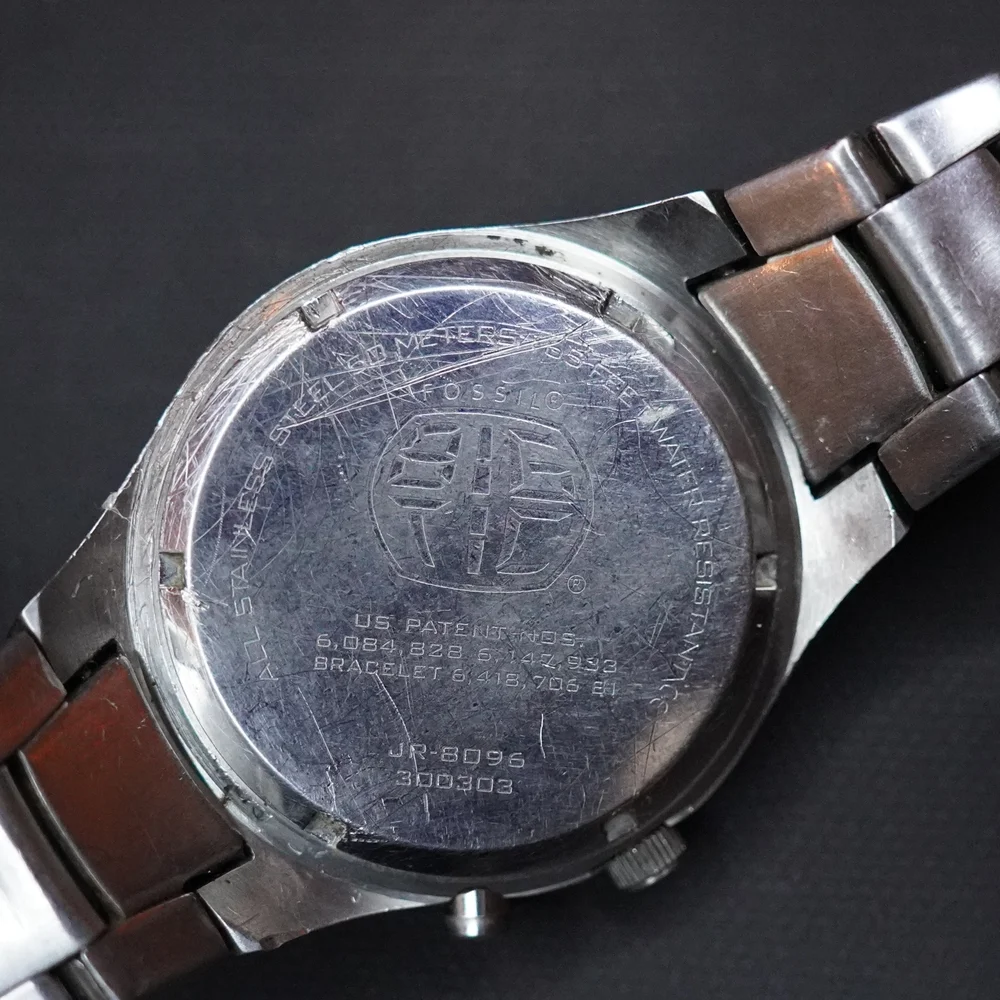 Rare Vintage FOSSIL Big Tic JR8096 Blue Quartz Animated Mens Watch